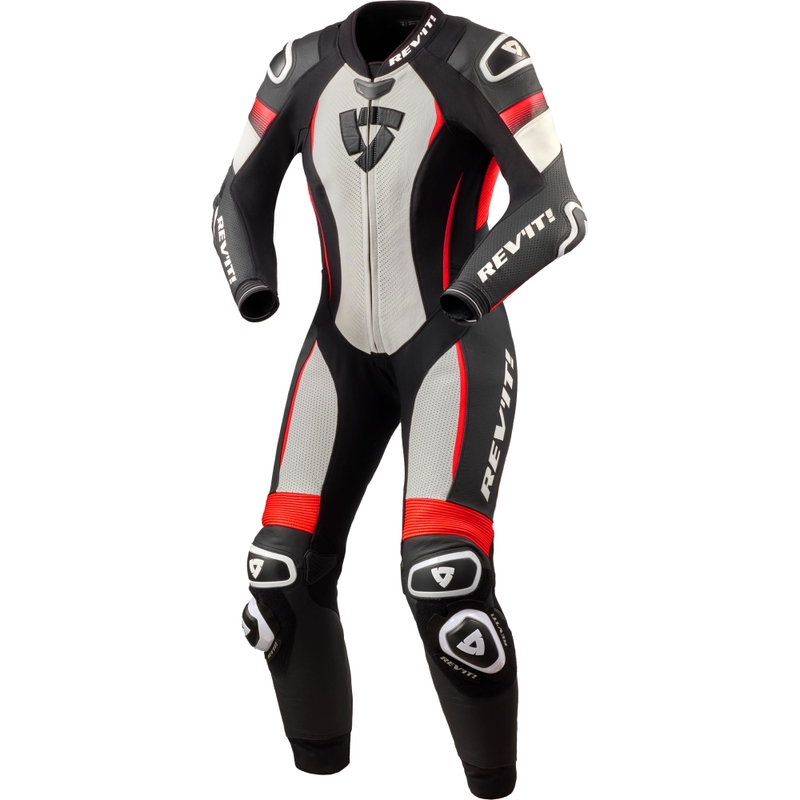 Revit Xena 4 Damen-Motorradkombi weiß-fluoreszierend rot