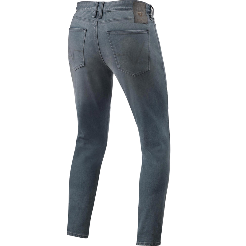 Revit Carlin SK Cropped Motorcycle Jeans, gewaschenes Mittelgrau