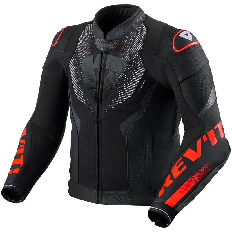 Revit Hyperspeed 3 Air Leder-Motorradjacke schwarz-fluoreszierend rot