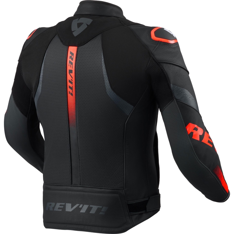 Revit Hyperspeed 3 Air Leder-Motorradjacke schwarz-fluoreszierend rot