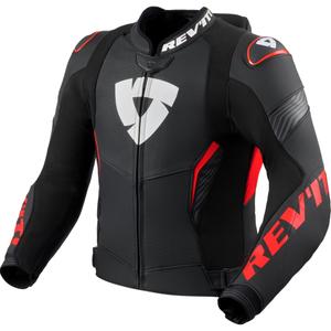 Revit Argon 3 PRO Motorradlederjacke schwarz-fluoreszierend rot