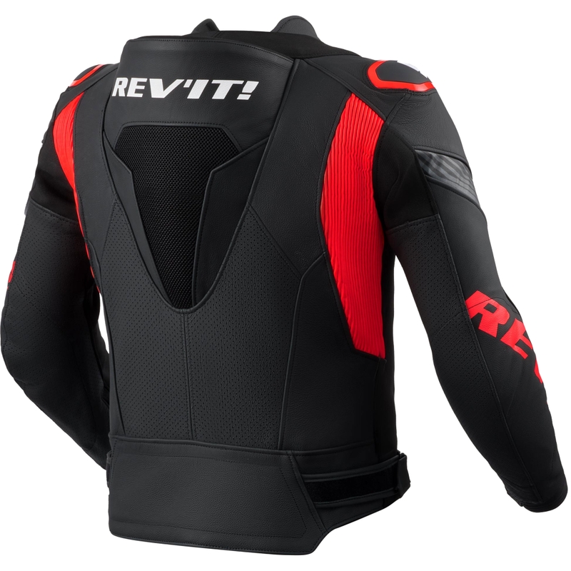 Revit Argon 3 PRO Motorradlederjacke schwarz-fluoreszierend rot