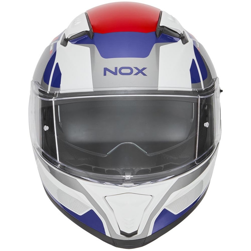 Integralhelm NOX N402 Mentor weiß-blau-rot