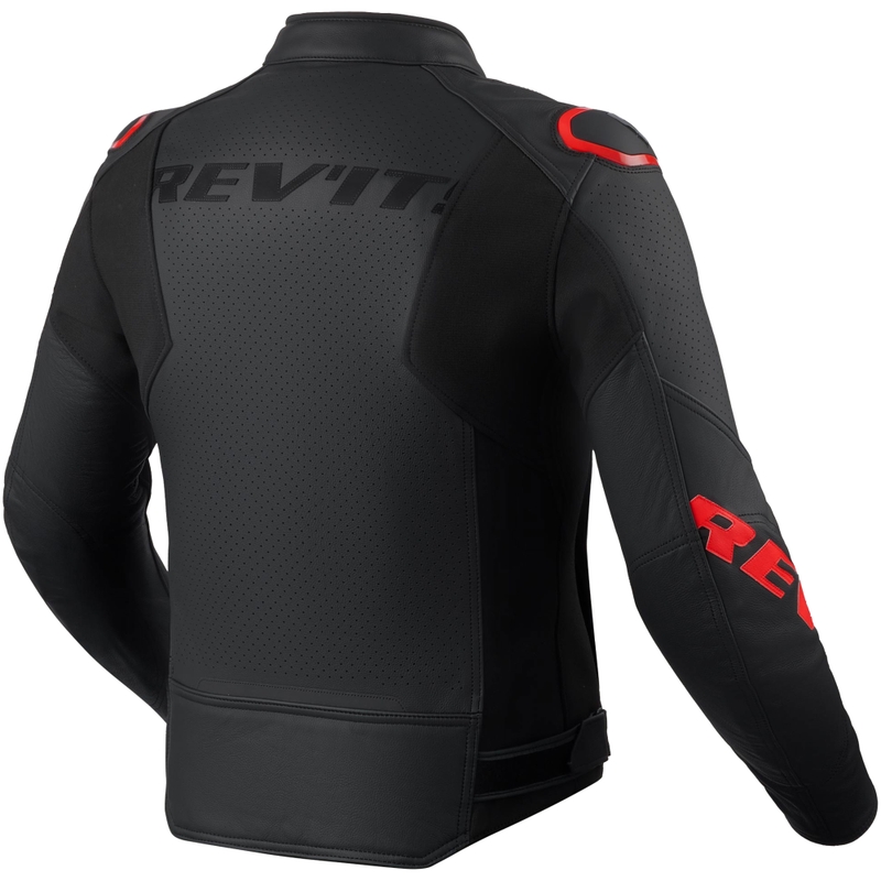 Revit Quadratic Motorradlederjacke schwarz-fluoreszierend rot