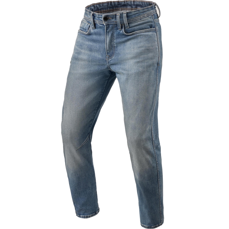 Revit Detroit 3 Tapered Extra Cropped Motorcycle Jeans - Mid Blue Vintage