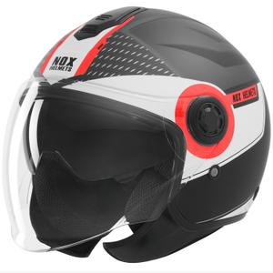 Offener Motorradhelm NOX N182 Rund, matt schwarz-rot