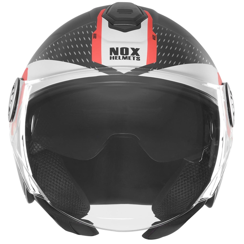 Offener Motorradhelm NOX N182 Rund, matt schwarz-rot