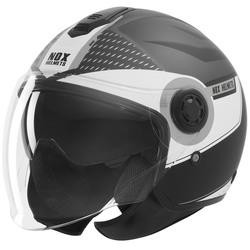 Offener Motorradhelm NOX N182 Rund, matt schwarz-silber