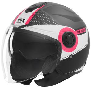 Offener Motorradhelm NOX N182 Rund matt schwarz-rosa