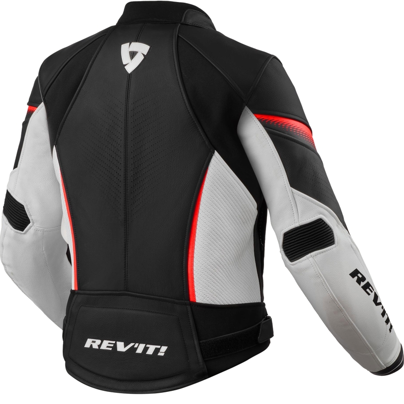 Revit Xena 4 Damen-Motorradjacke aus Leder, weiß-fluoreszierend rot