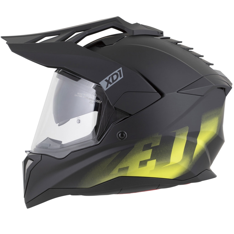 Enduro-Motorradhelm ZED XD1, matt schwarz-fluoreszierend gelb