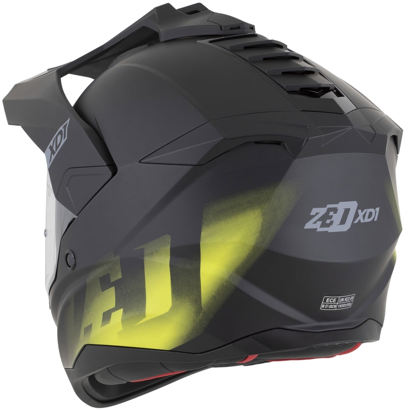 Enduro-Motorradhelm ZED XD1, matt schwarz-fluoreszierend gelb