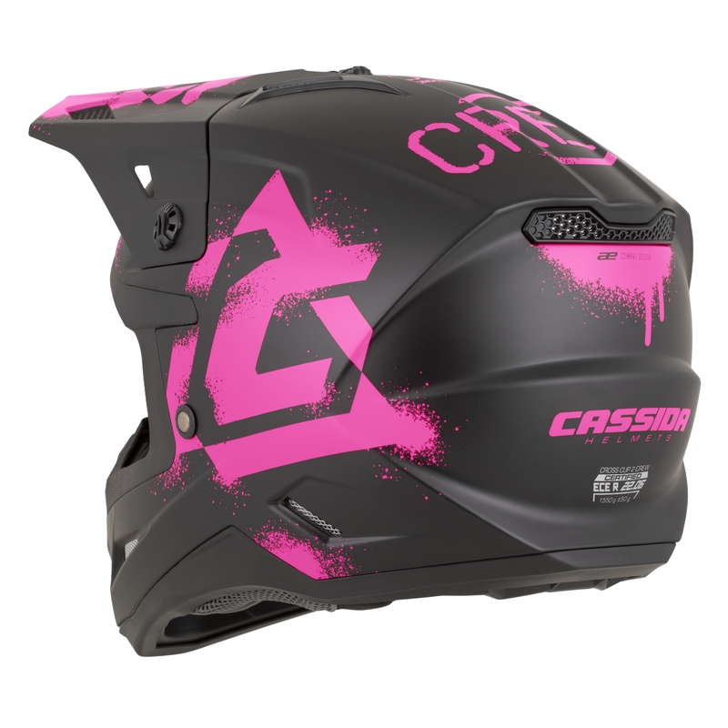 Cassida Cross Cup 2 Crew Motocross-Helm, matt schwarz-fluoreszierend pink