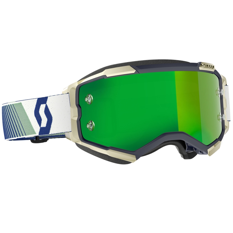 SCOTT Fury CH blaugrüne Motocross-Brille mit grünem verspiegeltem Plexiglas