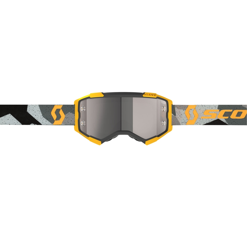 SCOTT Fury CH Motocross-Brille in Camouflage-Grau-Gelb mit silberverspiegeltem Plexiglas