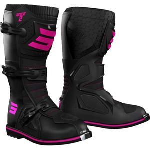 Kinder-Motorradstiefel Shot Race 2 Schwarz und Rosa