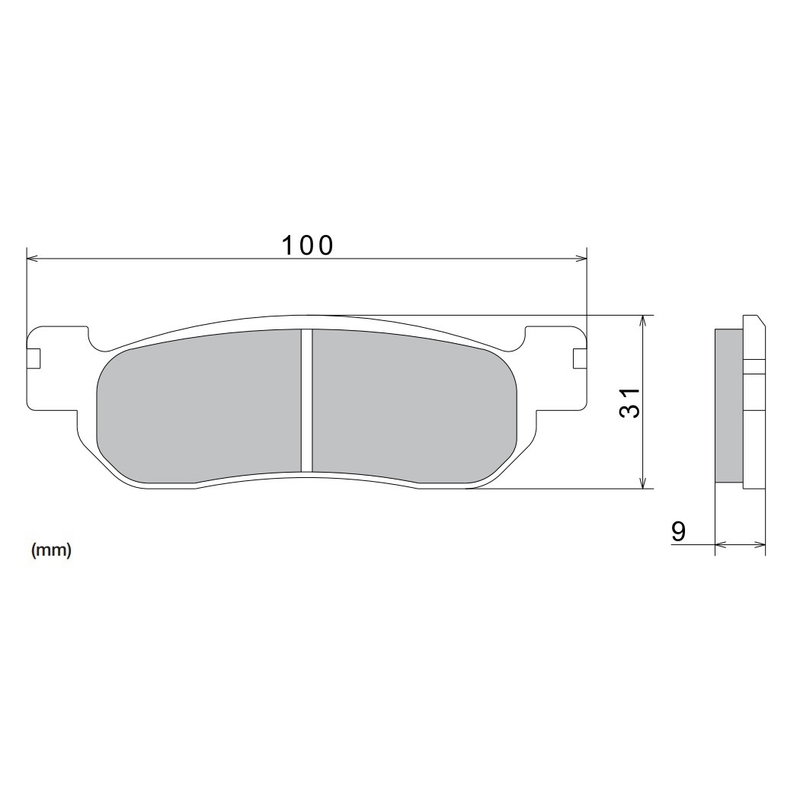 NISSIN Bremsbeläge, halbmetallische Mischung, 100 x 31 x 9 mm, 2 Stück