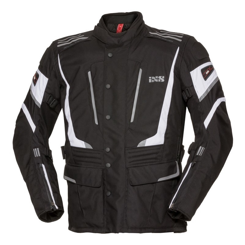 Frauen iXS Powells Schwarz-Weiß-Motorrad-Jacke