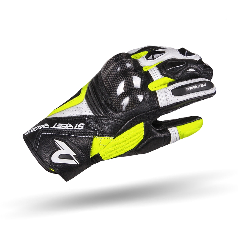 Street Racer XTR schwarz-weiss-fluo gelb Motorradhandschuhe Ausverkauf