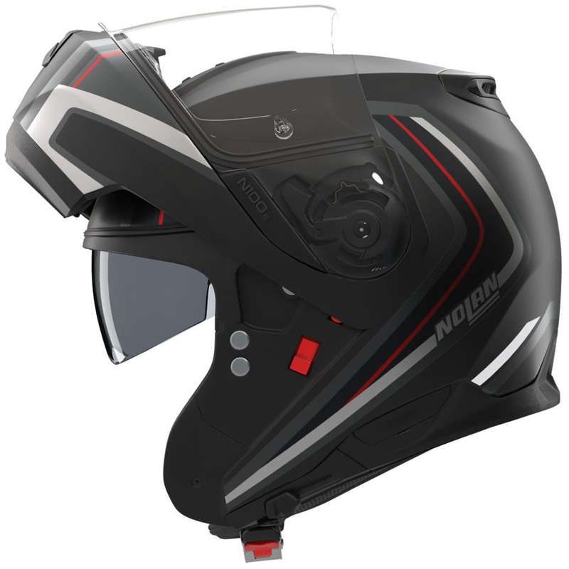 Klappbarer Motorradhelm Nolan N100-6 Radiante N-com 357 schwarz-silber-rot