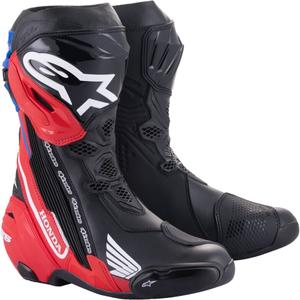Motorradstiefel Alpinestars Supertech R Honda schwarz-rot-fluo-blau-weiß