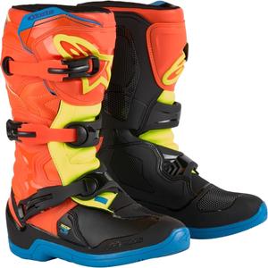 Alpinestars Tech 3S Jugend orange-fluo-blau-fluo gelb-schwarz Kinder Motorradstiefel