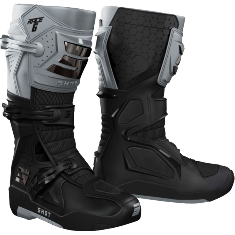 Shot Race 6 Motocross-Stiefel schwarz-grau-chrom