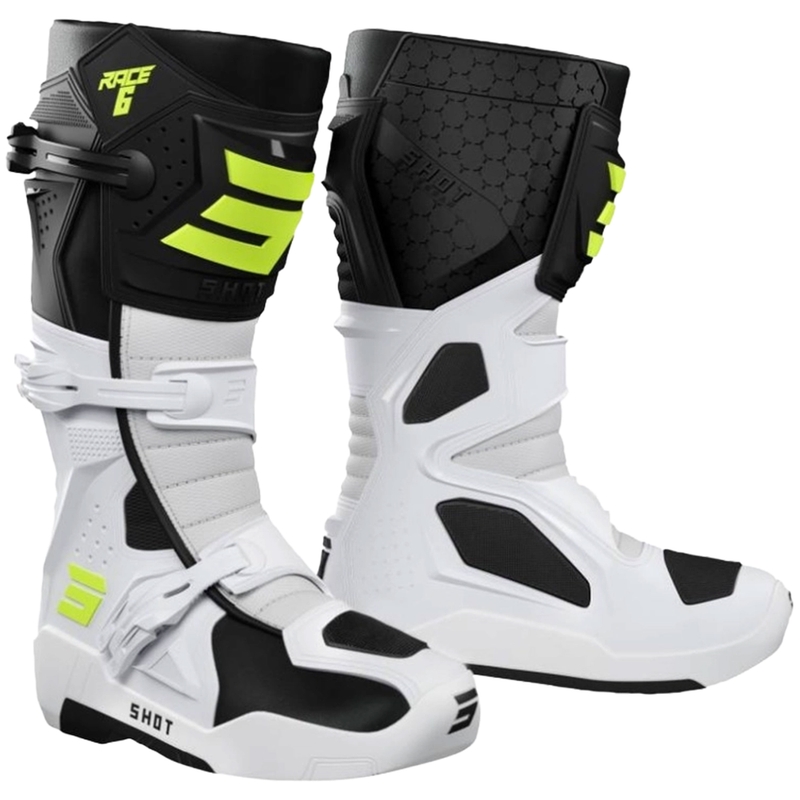 Shot Race 6 Motocross-Stiefel schwarz-weiß-fluoreszierend gelb