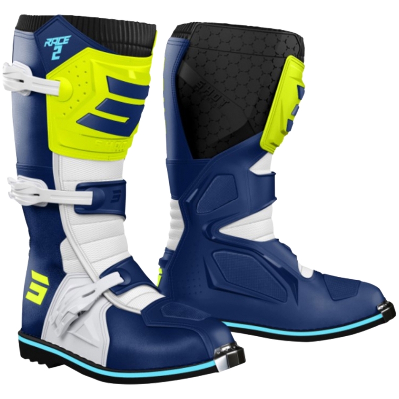 Shot Race 2 Motocross-Stiefel blau-weiß-fluoreszierend gelb