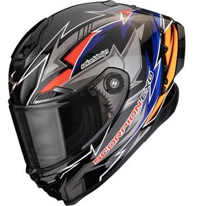 Scorpion EXO-RACE Air Move On FIM2 Integralhelm für Motorräder, schwarz-blau-orange