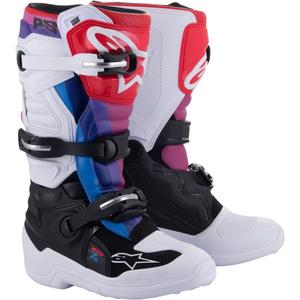 Alpinestars Tech 7 S Kinder Motocross Stiefel Weiß-Schwarz-Rot-Blau-Lila