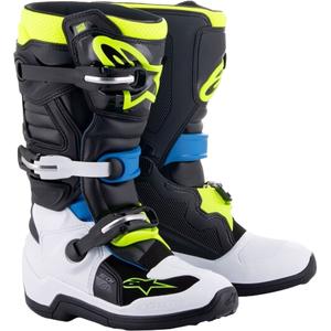 Alpinestars Tech 7 S Kinder Motorradstiefel schwarz-weiß-fluo gelb-blau