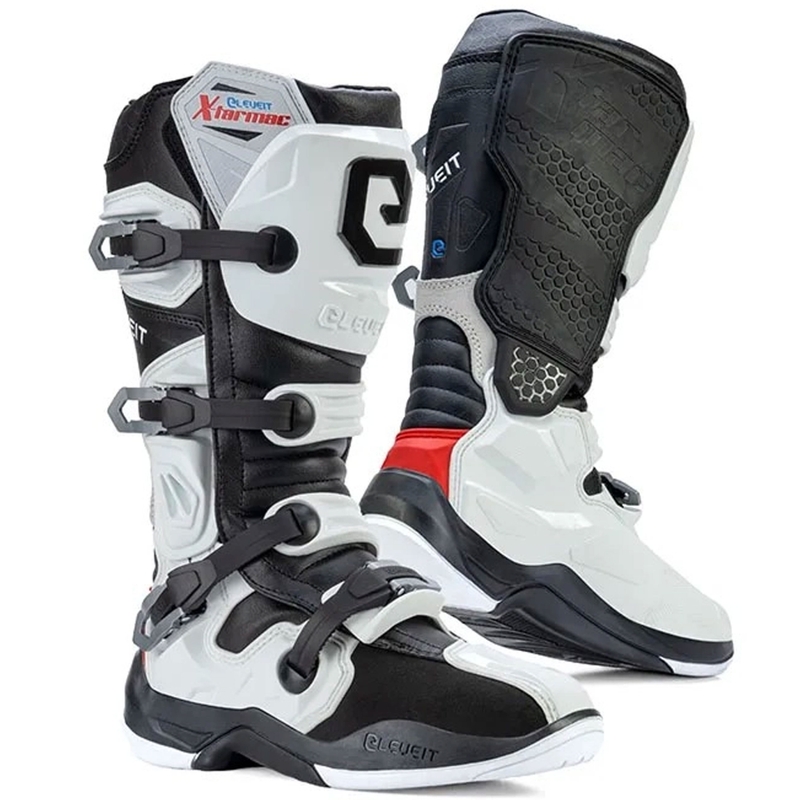 Eleveit X-Tarmac Motorradstiefel schwarz und weiß
