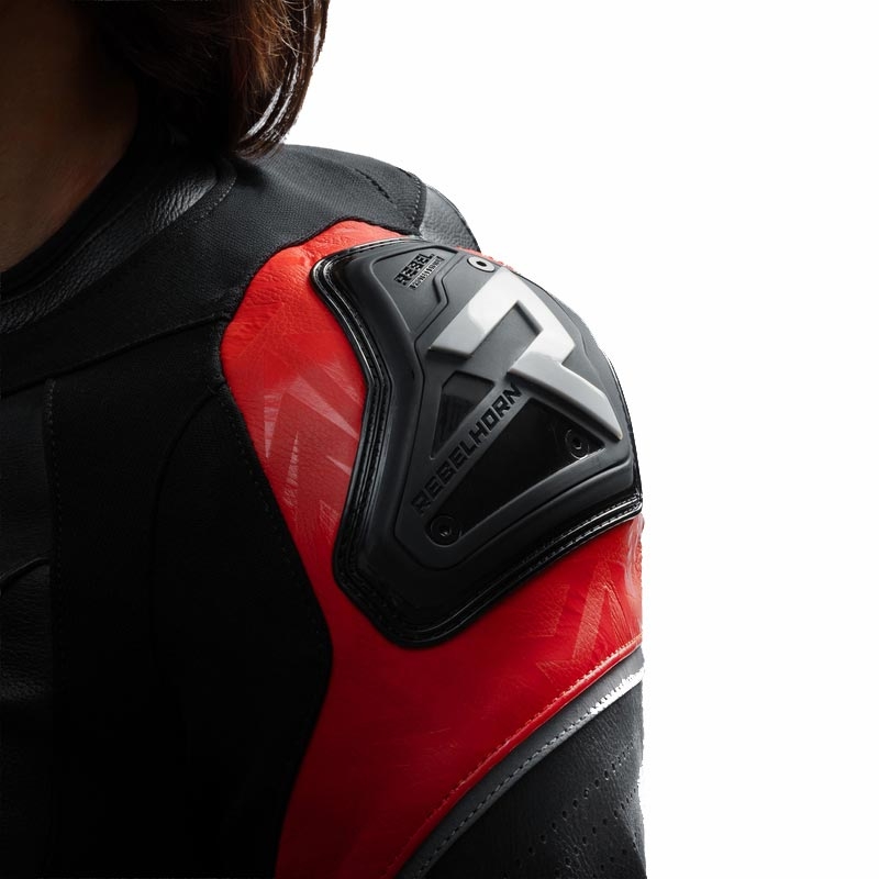 Rebelhorn Diva RS Leder-Motorradjacke für Damen, schwarz-rot