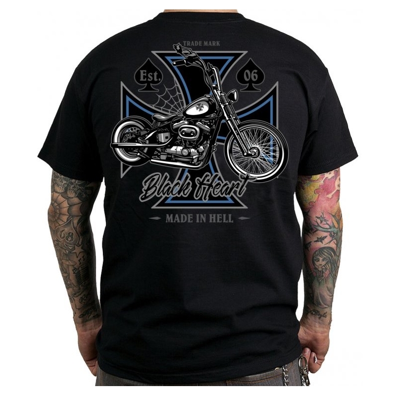 Herren-T-Shirt Schwarzes Herz Chopper Kreuz