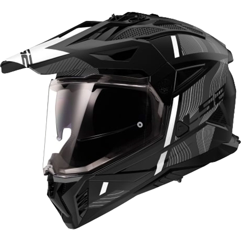 Enduro-Motorradhelm LS2 MX702 PIONEER II HILL matt schwarz und weiß