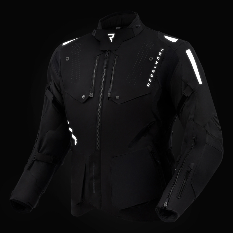 Rebelhorn Hiker IV Motorradjacke schwarz-dunkelgrau-rot