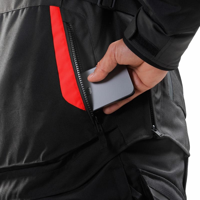 Rebelhorn Hiker IV Motorradjacke schwarz-dunkelgrau-rot