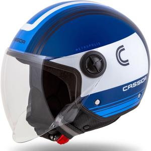 Cassida Handy Metropolis Blau und Weiß Offener Motorradhelm