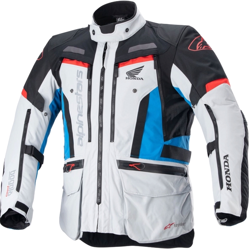 Alpinestars Bogota PRO Drystar Honda Motorradjacke hellgrau-fluo rot-blau-schwarz