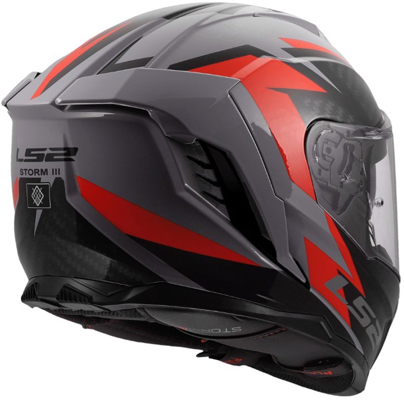 Integralhelm LS2 FF818 Storm III Dynamo glänzend grau-rot