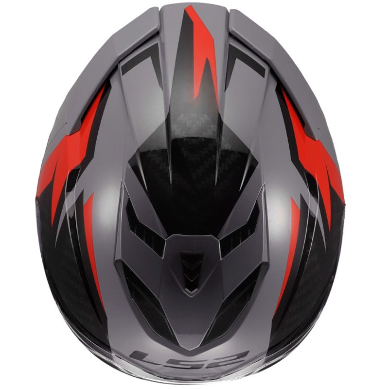Integralhelm LS2 FF818 Storm III Dynamo glänzend grau-rot