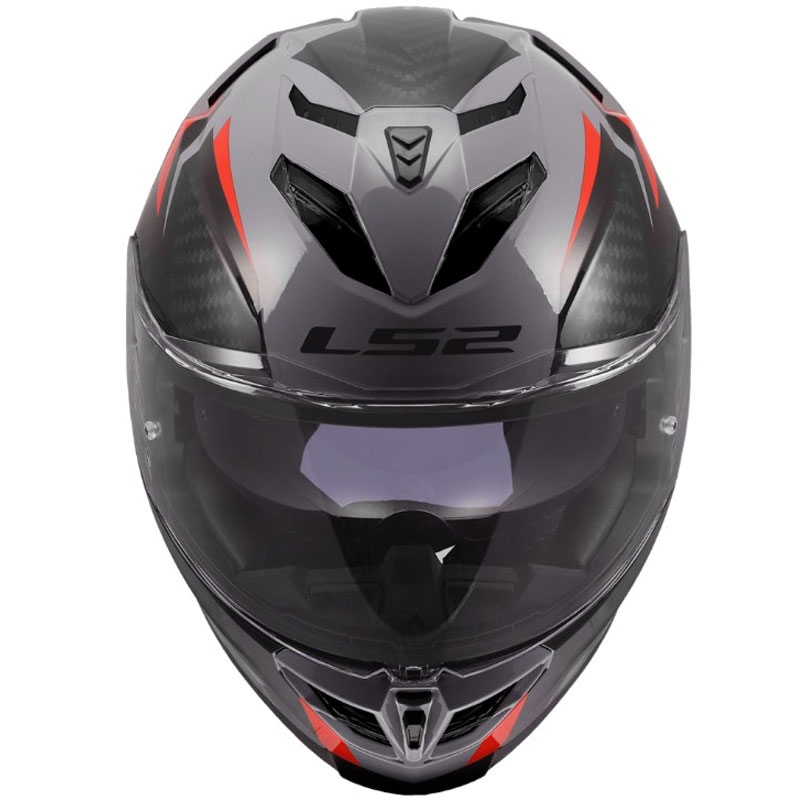 Integralhelm LS2 FF818 Storm III Dynamo glänzend grau-rot