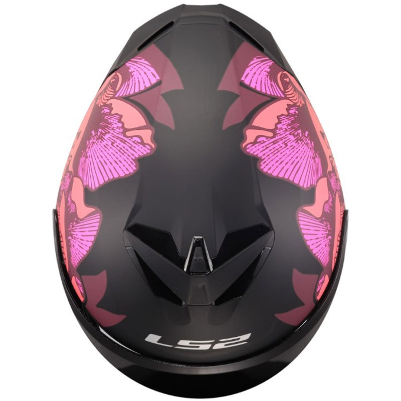 Integralhelm LS2 FF820 Rapid III Poppies II, matt schwarz-rosa