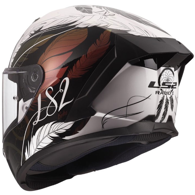 Integralhelm LS2 FF820 Rapid III Boho glänzend weiß-schwarz-rosa