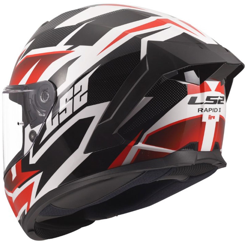 LS2 FF820 Rapid III Xtrem Integralhelm, glänzend weiß-schwarz-rot