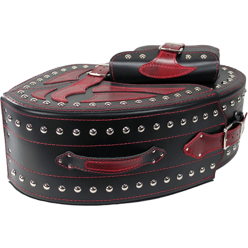 Motorradsatteltaschen aus Leder mit Nieten RSA S261B schwarz-rot