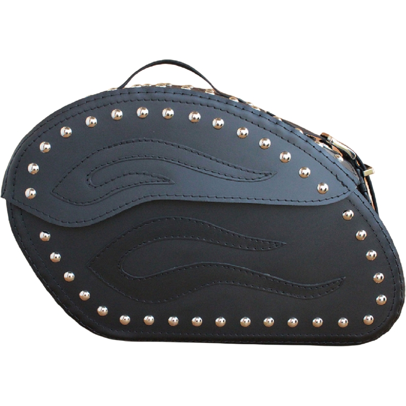 Motorradsatteltaschen aus Leder mit Nieten, RSA S263B, schwarz