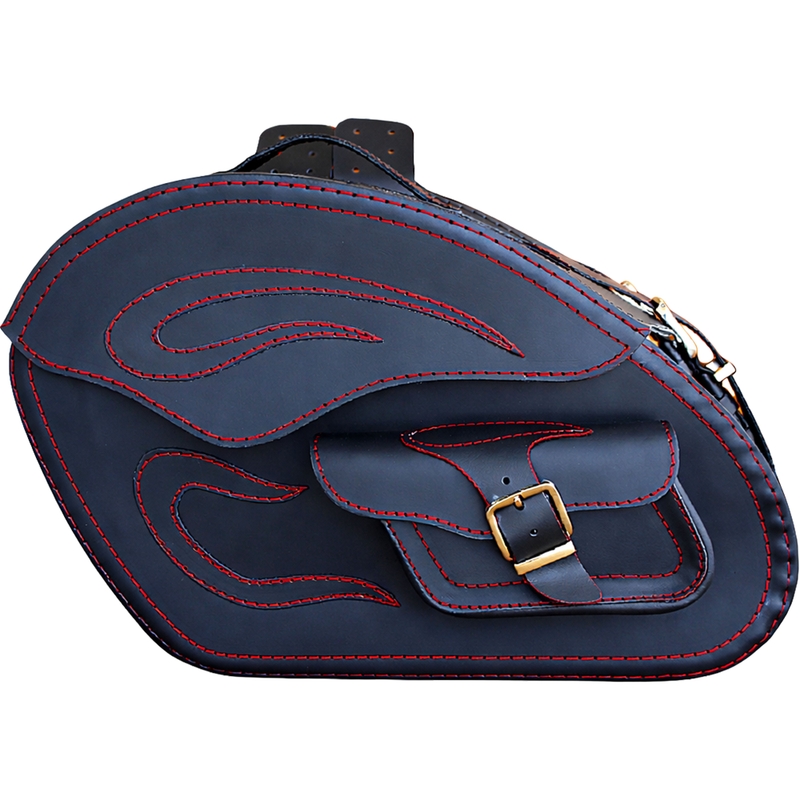Motorradtaschen aus Leder RSA S266A schwarz-rot