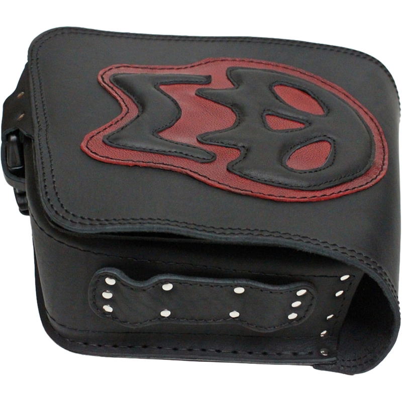 Motorradtasche aus Leder RSA S493 Skull HD Softail schwarz-rot